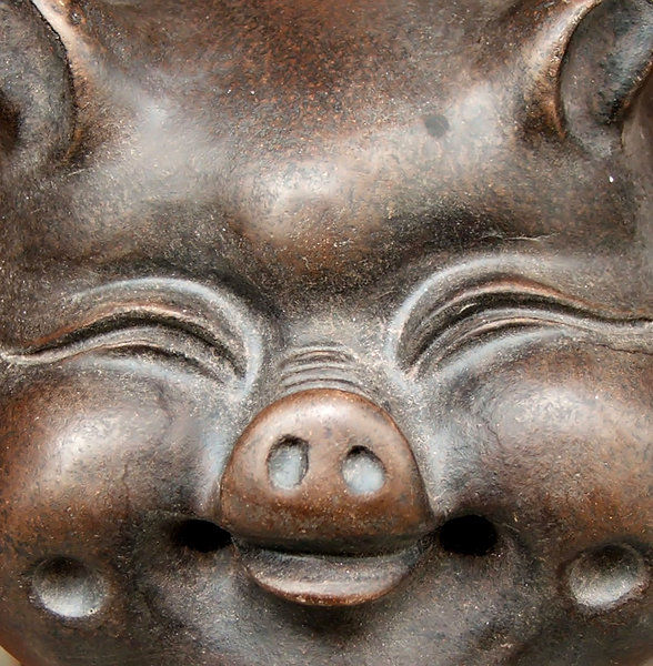 good luck piggy: polished ceramic 'good luck' pigs
