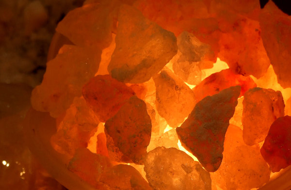 like hot coals: large crystals lit up 