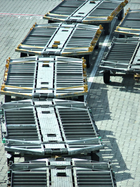 trolley train: airport tarmac luggage trolley train