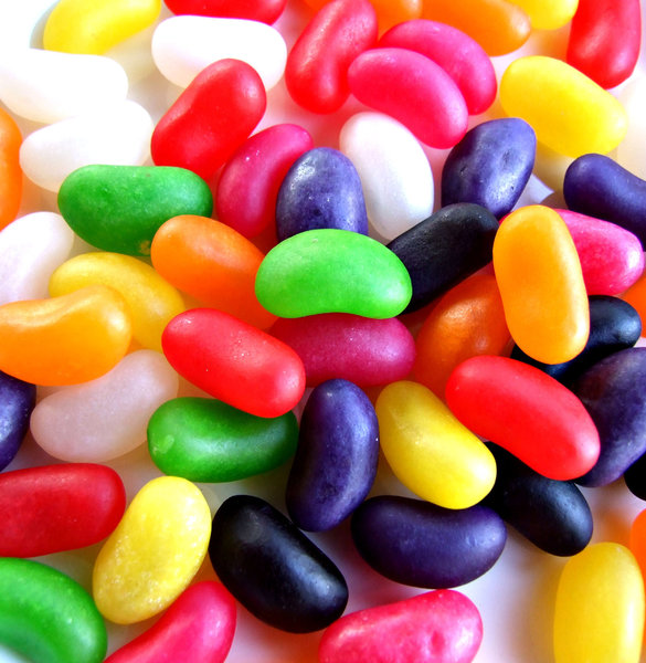 jellybean colours: brightly coloured jellybean candy - lollies