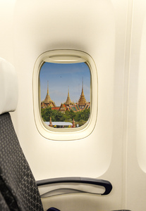 Airplane window: Bangkok view