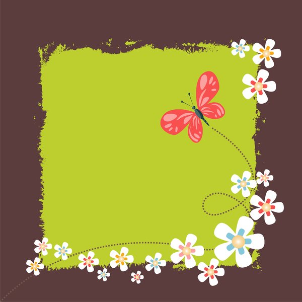 Frame with flowers and butterf: Frame with flowers and butterfly