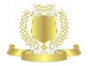 Gold Shield White Ribbon: Blank Gold Shield With White Ribbon