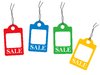 Multi-coloured Tags: Multi-coloured sales tags.  Illustration on white background.