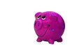 Pink Piggy Bank: A colourful, smiley piggy bank.  Lots of copy space.