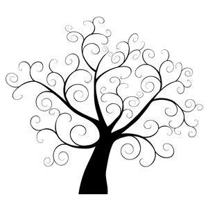 Swirly Tree: Swirly tree silhouette.