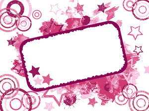 Grunge Card 2: Invitation card or label.  Grungy stars, circles, paint and splats background.  Pink theme.  Lots of copy space,