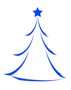 Christmas Tree Icon 1: Minimalist abstract Christmas tree icon on white background.