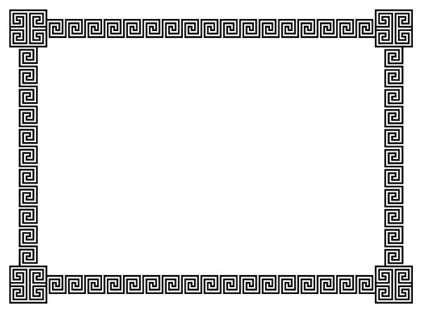 Geometric Border 6: A border of classic geometric scrolls and embellished corner elements in black.  Lots of copy space.