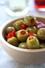 Olive Bowl: Wooden bowl with green olives