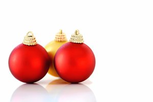 Baubles: Christmas baubles against a white background