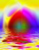 Abstract with Water: Futuristic background, bright shapes and colours.