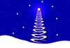White Christmas Tree on Blue: Christmas graphic of a white Christmas tree on snowy hills against a deep blue sky. You may prefer this:  http://www.rgbstock.com/photo/2dyX2mp/Fantasy+Christmas+Tree