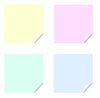 Stickers 11 Squares: Square stickers with a lifted edge, in pastel colours. Copyspace for your pricing, message or announcement. May be used as web buttons. These colours would look good on a baby or children's site, too.