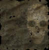 Skull 5: Spooky halloween image made from a public domain image of a skull on grungy, ancient parchment. This would make a great pirate map.