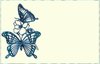 Metallic Butterfly Border: A border of a golden butterfly, flower and ladybug on a pale pastel background with a thin golden border. Made from a public domain image. This would make a nice invitation, card, price tag, etc.