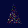 Tree of Lights: A Christmas tree made of bubbles, lights or bokeh. Lots of fun colours, and plenty of copyspace. Dark blue background.