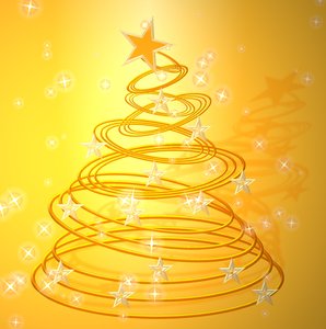 Abstract Christmas Tree: Festive abstract graphic to represent a Christmas tree. Mostly in shades of yellow and gold. No redistribution of my images is allowed without permission. Not for download or sale on any other site.