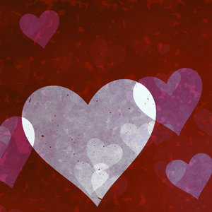 Lots of Hearts 9: Grungy, pretty Valentine hearts in a collage suitable for a texture, background, backdrop or fill, a birthday card or wrapping, anniversary, wedding, or valentine.