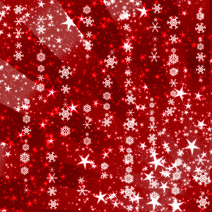 Sparkles and Snowflakes 1: Snowflakes and stars on a Christmassy red background. Bright and festive, and a pretty fill, background or texture.