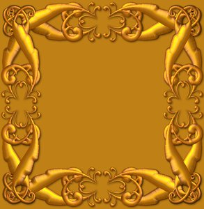 Golden Ornate Border: A golden ornate border or frame on a golden background. Very elegant and old fashioned in a classic style.
