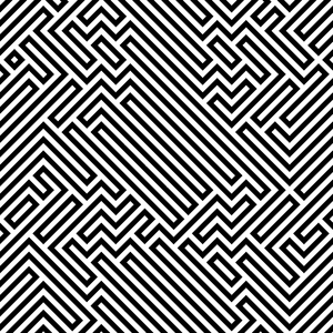 Maze: A black and white maze pattern.