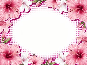 Floral Border 1: A hibiscus border in pink and white with pink dots. Use within site rules or contact me directly.