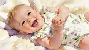 lächelndes, glückliches Baby 1: 