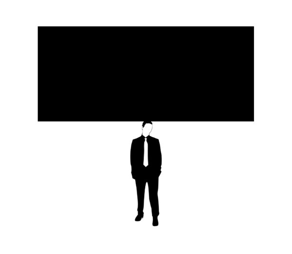 Something on Your Mind 4: Businessman (figure from a free for commercial use vector) with thoughts weighing him down. A blank one for your own thoughts.