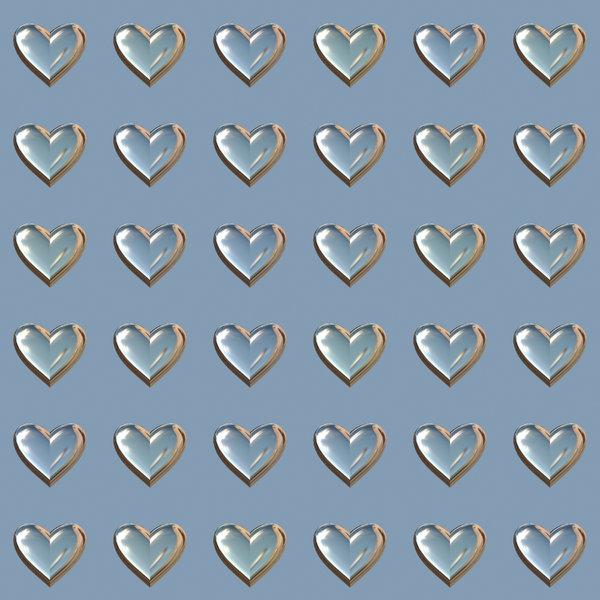 Lots of Hearts 12: Metallic or glass hearts in a geometric pattern, suitable for a texture, background, backdrop or fill, a birthday card or wrapping, anniversary, wedding, or valentine.