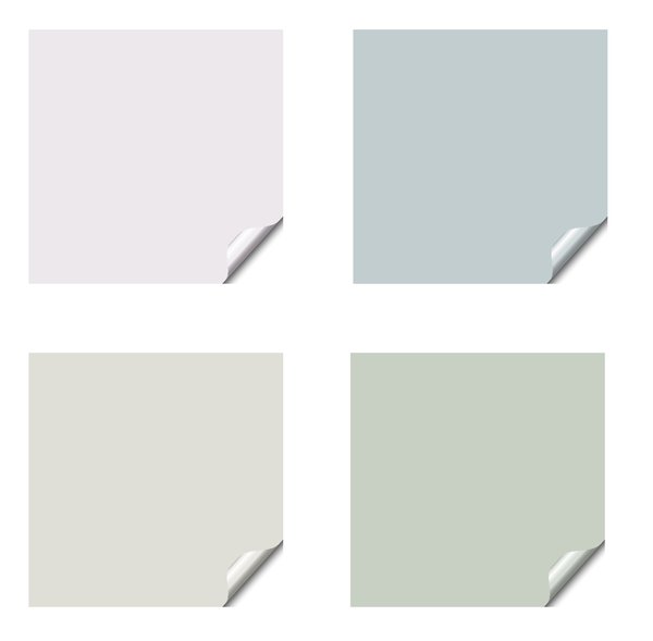 Stickers 9 Squares: Square stickers with a lifted edge, in pastel colours. Copyspace for your pricing, message or announcement. May be used as web buttons.