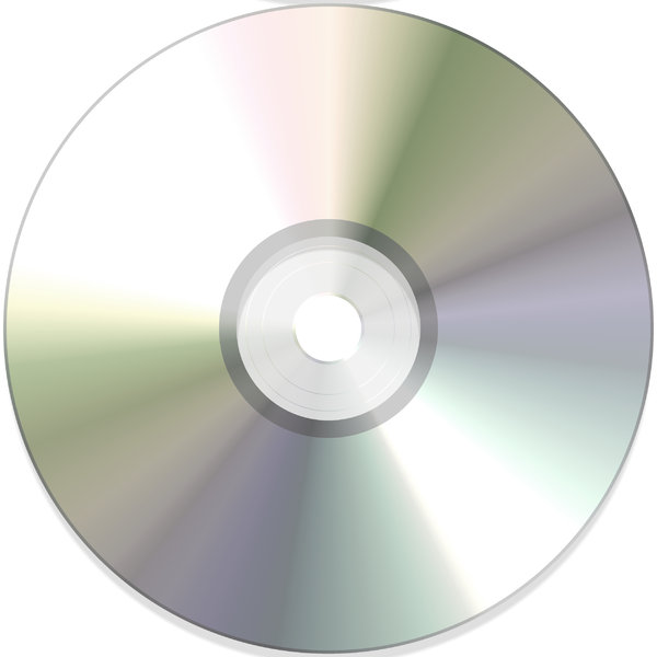 DVD or CD 2: A DVD or CD, with reflected colours and light.