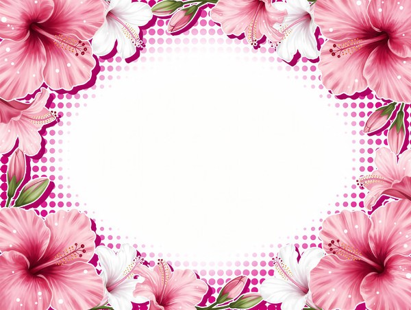 Floral Border 1: A hibiscus border in pink and white with pink dots. Use within site rules or contact me directly.