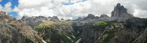 Panorama in Dolomites: panorama view in Italian Dolomites, famous trekking and ski location