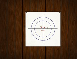 Target practice: Bullet holes in a target sheet