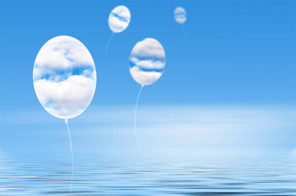 The sky is the limit: Cloud balloons in blue sky