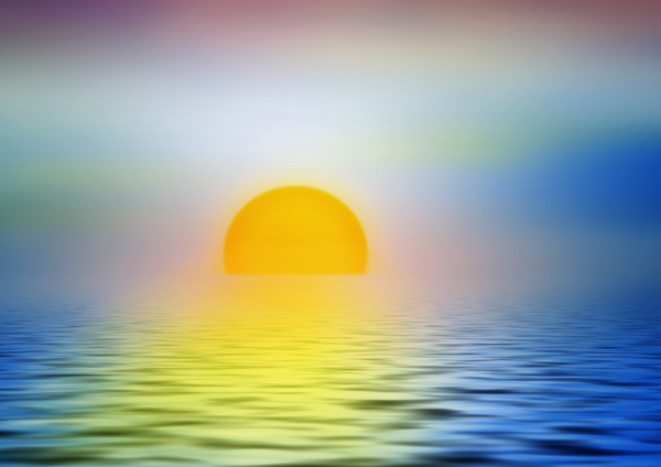Sunset illustration: sunset or dawn seascape